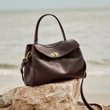 Nalandu Cloud Leather Satchel Bag - Chocolate