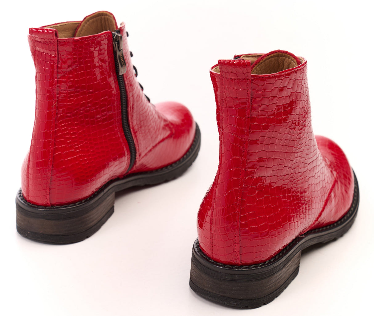 Bosccolo Womens Ankle Boots - Red Crocodile