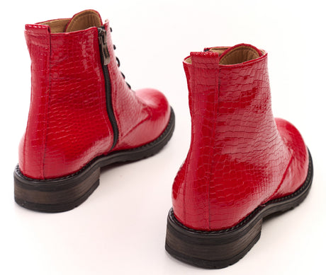 Bosccolo Womens Ankle Boots - Red Crocodile