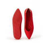 Comfortable Woven Pointed Toe Work Flats - Red