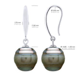 Earrings of Silver 925 and Real Cultured Tahiti Pearls Circled 10-11 mm - Longueur 18 cm