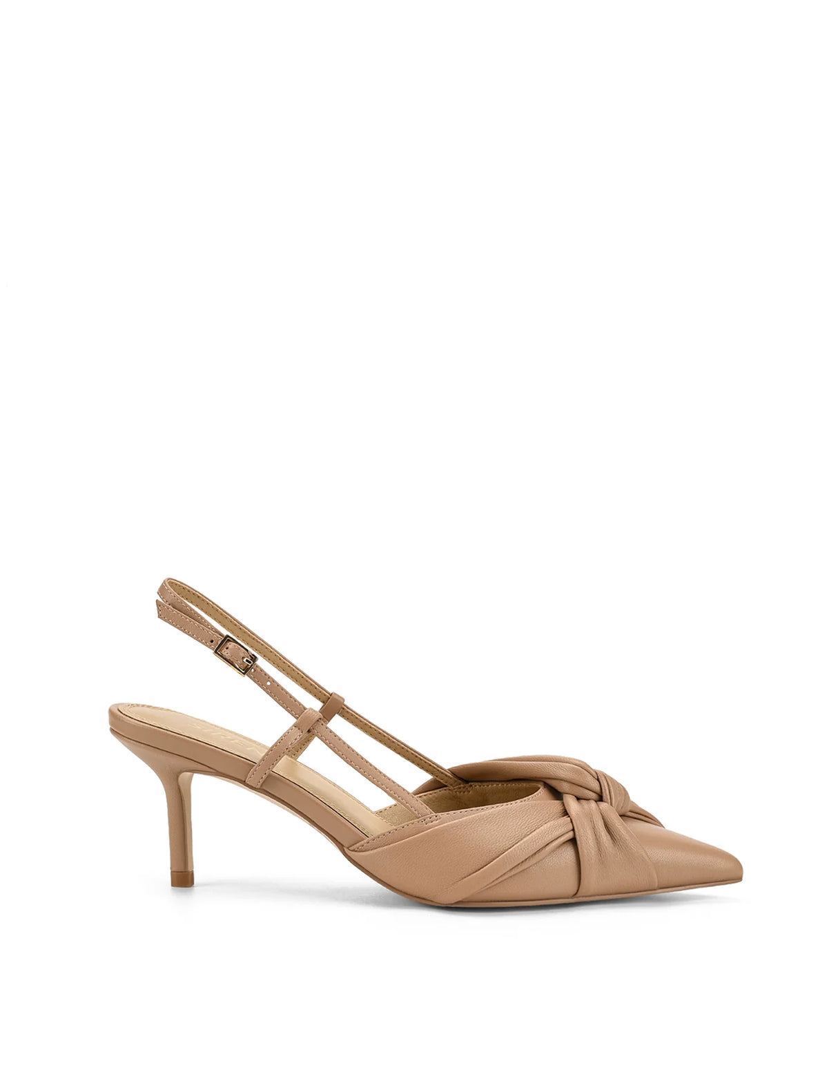 Siren Slingback Kitten Heels - Almond Tan Leather