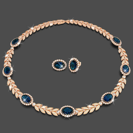 Boxed Georgina Necklace and Earrings Set Sapphire Embellished with Swarovski® Crystals