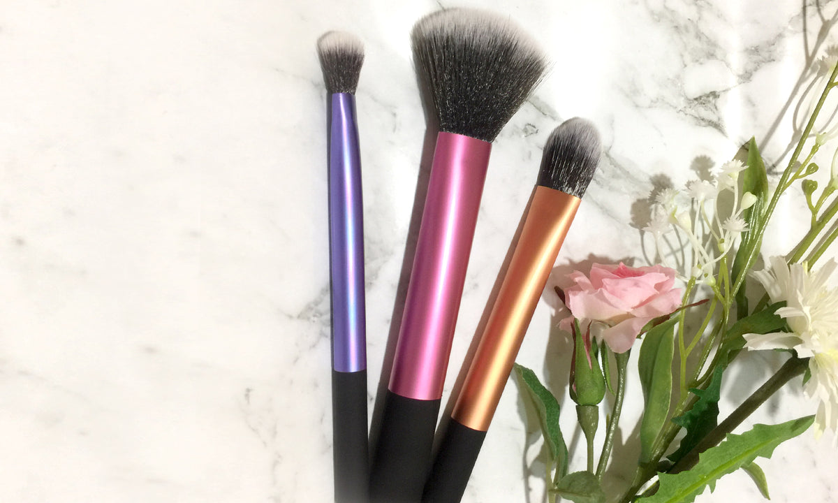 3 Piece Travel Brush Set Professional Fiber Makeup Brush Multi Task Brush