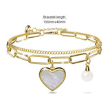 Bullion Gold From the Heart Paper Clip Chain Gold Layered Stainless Steel Bracelet