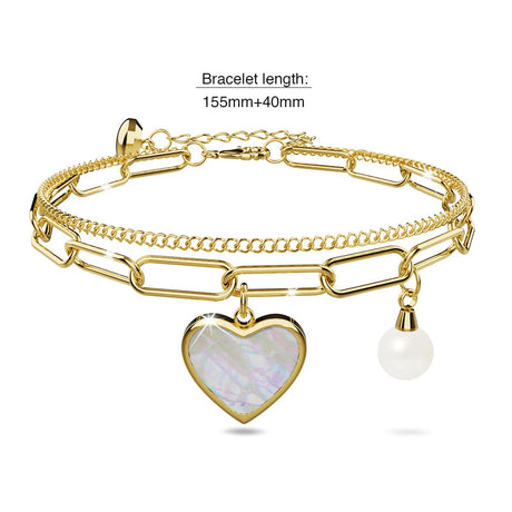Bullion Gold From the Heart Paper Clip Chain Gold Layered Stainless Steel Bracelet