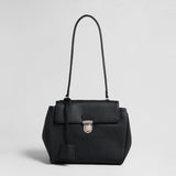 Pebbled Calfskin Messenger Bag - Black