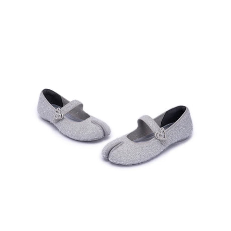 Oriental Split Toe Mary Jane Flats - Grey
