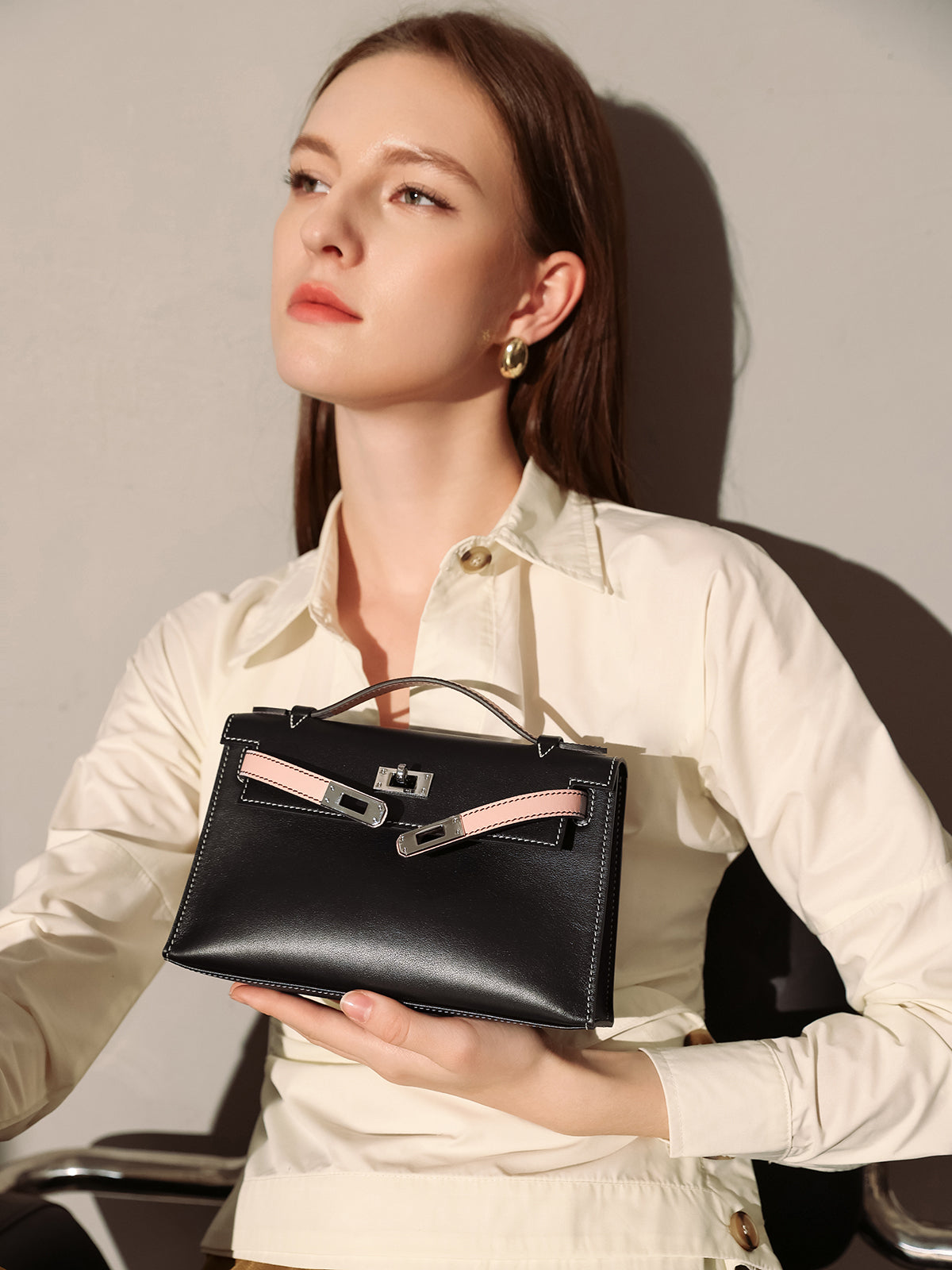 Monroe Colorblock Leather Satchel - Black