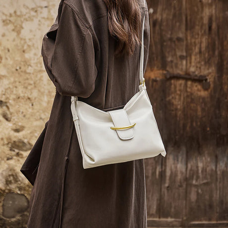 Nalandu Luxe Glossy Hobo Shoulder Bag - White