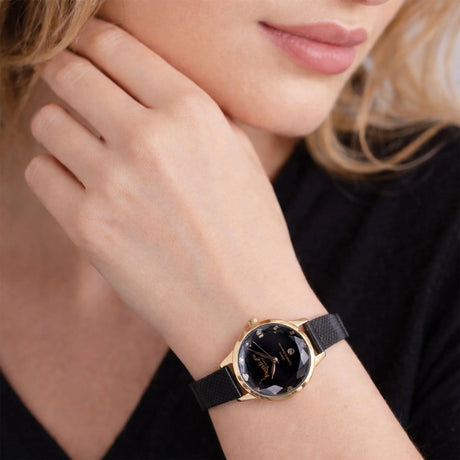 Krystal Couture Krystalline Sleek Gold on Black Watch Embellished with SWAROVSKI® Crystals