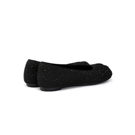 Glam Rhinestone Split Toe Flats - Black