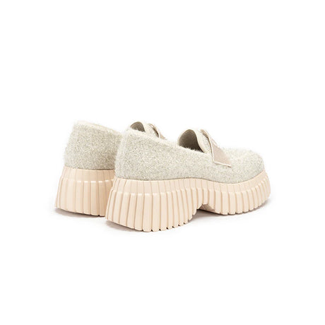 Paris Tweed Platform Loafers - Ivory