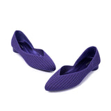 Pointed Toe Knit Ballet Flats - Purple