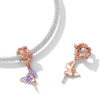 Solid 925 Signature Silver Dressed Up Thumbelina Butterfly Charm