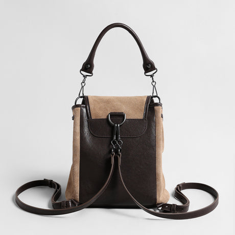 Vintage Suede Biker Backpack – Convertible Leather-Trim Bag
