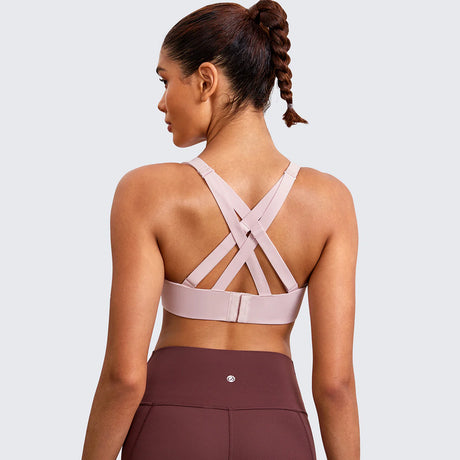 Power On Molded Cup Strappy Racerback Wireless Bra - Pink