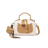 Nalandu Vienna Contrast Buckle Top Handle Crossbody Bag - Apricot
