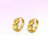 Krystal Couture Floral Trio Huggie Earrings Embellished in Swarovski Crystals in Yellow Gold