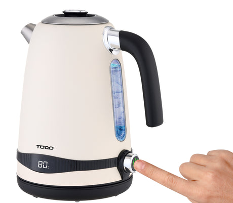 TODO 1.7L Stainless Steel Cordless Kettle Keep Warm Electric Led Water Jug - Cream