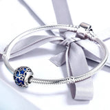 Solid 925 Sterling Silver Sky Blue Stars CZ Charm