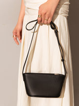 Samantha Zip Top Crossbody Shoulder Bag - Black