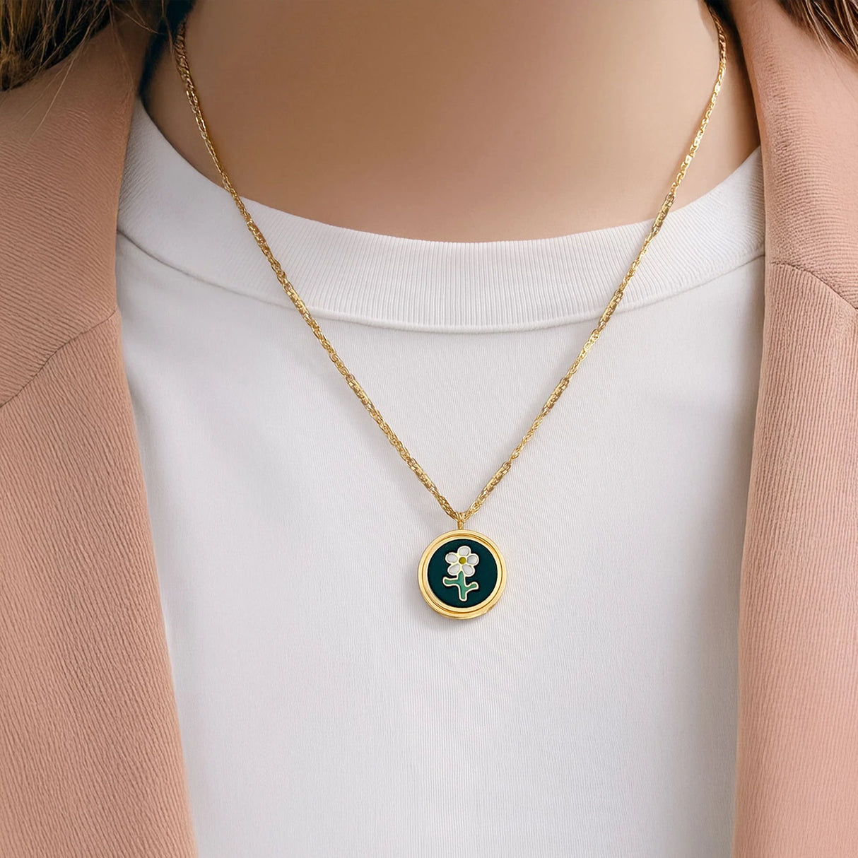 Bullion Gold Verdant Floral Necklace in Gold