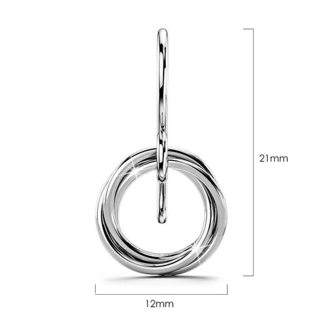 Solid 925 Sterling Silver Intertwined Circle Earrings