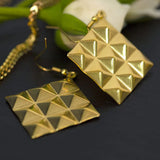 Bullion Gold Fascination Geometric Style Diamond Shape Metallic Earrings Gold