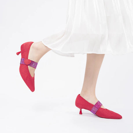 Belle Detachable Strap Mary Jane Heels - Watermelon