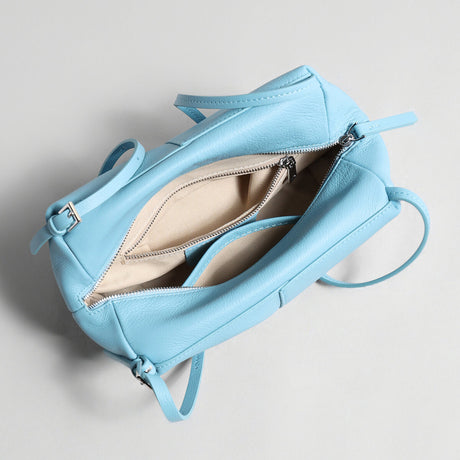 Pebbled Leather Pillow Shoulder Bag - Blue