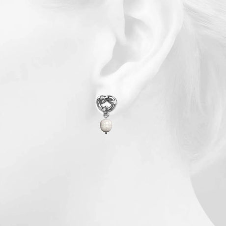 Bullion Gold Forever Knot White Gold Layered Pearl Earrings