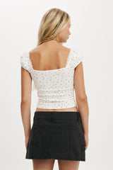 Cotton On Women's Annie Lace Tee - Sophia Ditsy Vintage White