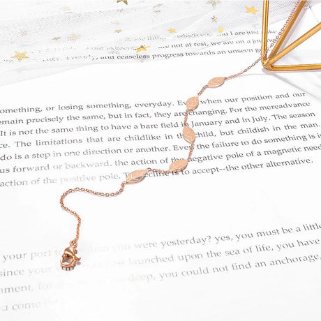 Bullion Gold Falling Leaves Chain Anklet in Rose Gold Layered Steel Jewellery