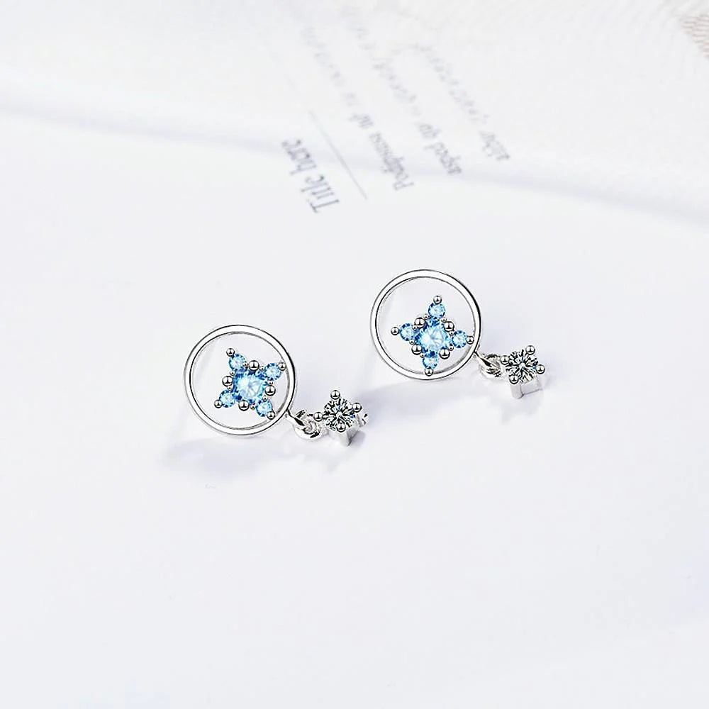 Bullion Gold Delightful Baby Blue Drop Earrings