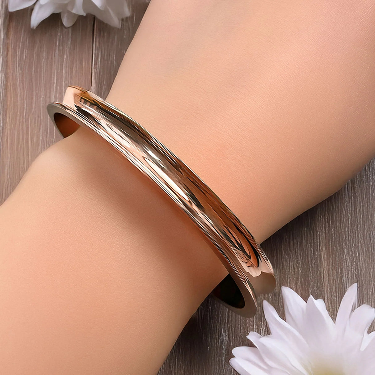 Bullion Gold Lisa Luxe Cuff Bangle Rose Gold
