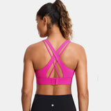 Power On Zip Front Racerback High Impact Sports Bra - Rose