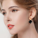 Bullion Gold Black & Rose Gold Divalicious Curved Geometric Earrings