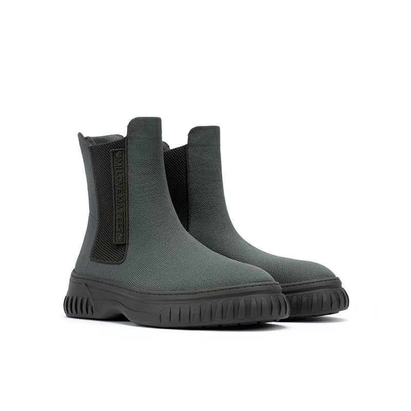 Knit Chelsea Ankle Boots - Charcoal