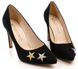 Bosccolo Womens Heels Embroidered - Black