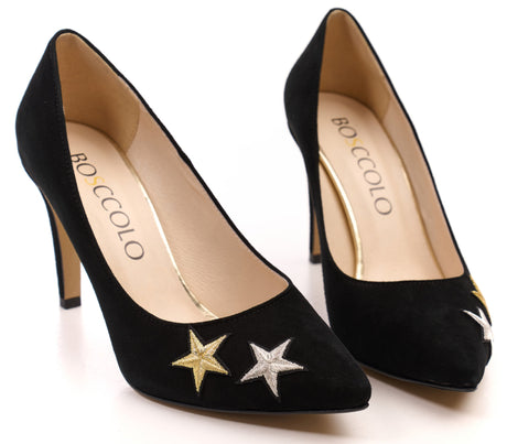 Bosccolo Womens Heels Embroidered - Black