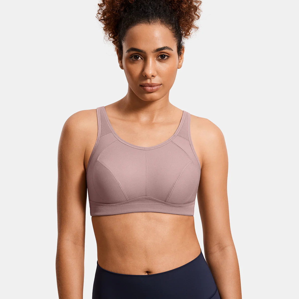 Plus Size High Support Full Coverage Padded Wireless Bra - Mocha