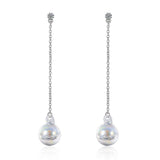 Sphere Rainbow Glass White Gold Layered Dangle Earrings