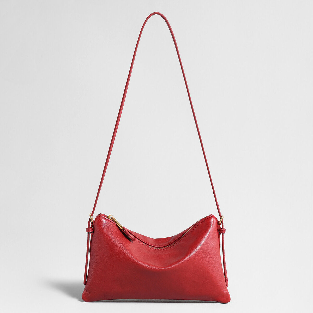 Vegetable-Tanned Lambskin Hobo Bag - Red