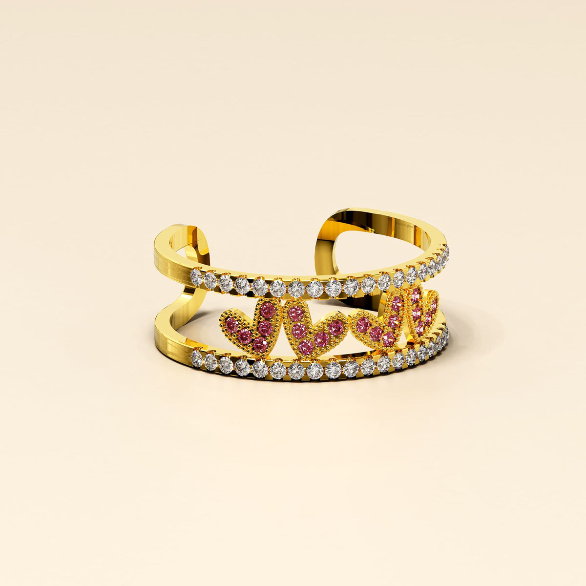 Bullion Gold Adjustable Gold Layered Red V Luxe Ring - 8mm