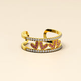 Bullion Gold Adjustable Gold Layered Red V Luxe Ring - 8mm
