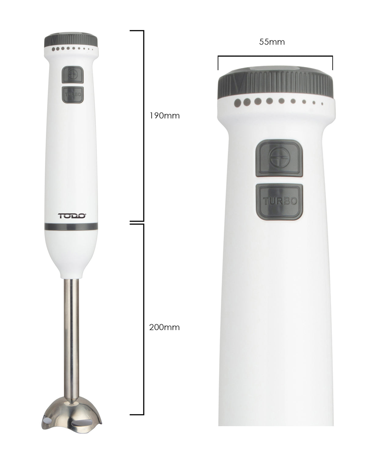 TODO Stick Mixer Set Food Chopper Electric Blender Whisk Handheld Beaker Jar Bowl - White