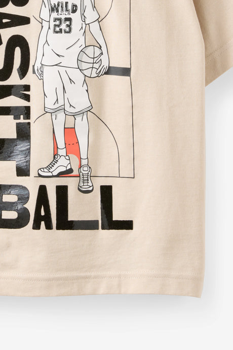 Cotton On Kids Boys Essentials Graphic Short Sleeve Tee - Rainy Day/Basketball 23