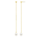 Drop Drop Earrings Pearl White Yellow Gold