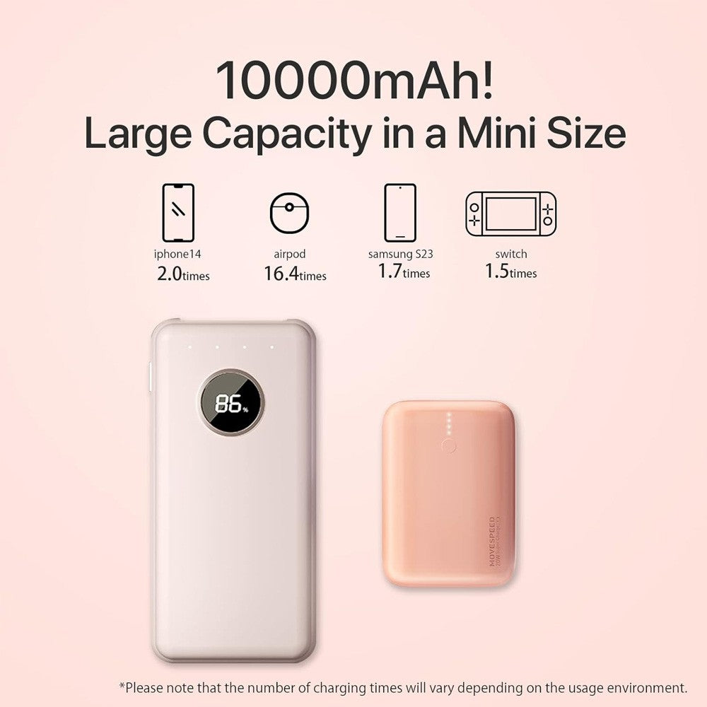 MOVE SPEED Mini Cute Charger Power Bank 10000mAh 22.5W - Pink